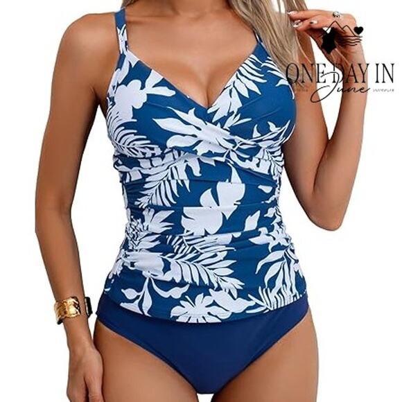 B2Prity Twist Front high Waist Tankini Swimsuit Size L - Picture 1 of 7